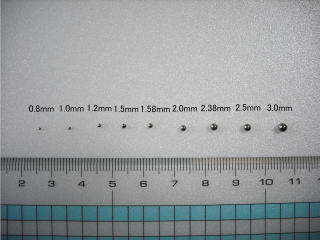 0.8mmから3.0mmまでのステンレスボールです。