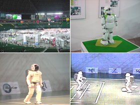 会場&PINO&歩くASIMO&PKするASIMO